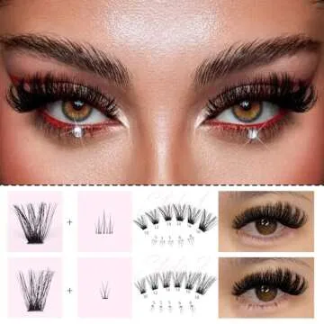 Boahankuke 644PCS Thick Lash Clusters Kit Bottom Lashes DIY Lash Extension Kit D Curl Volume Eyelash Extension Kit Individual Lash Clusters Kit with Lash Bond and Seal, Tweezers