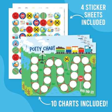 Hadley Designs Potty Training Chart for Boys with Fun Reward Stickers – Potty Training Sticker Chart for Kids, Toddlers Boys, Sticker Chart for Potty Success