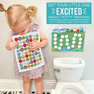 Hadley Designs Potty Training Chart for Boys with Fun Reward Stickers – Potty Training Sticker Chart for Kids, Toddlers Boys, Sticker Chart for Potty Success