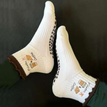 Puedizux Women Cute Pilates Socks With Grips And Cuff