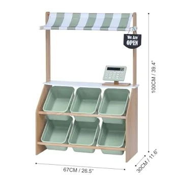 Teamson Kids Wooden Farmer's Market Stand with Cash Register