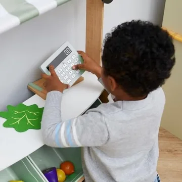 Teamson Kids Wooden Farmer's Market Stand with Cash Register
