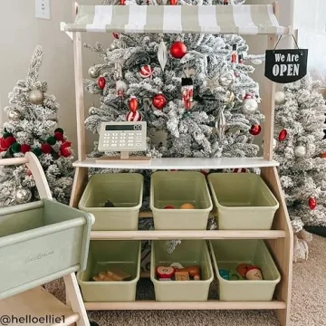 Teamson Kids Wooden Farmer's Market Stand with Cash Register