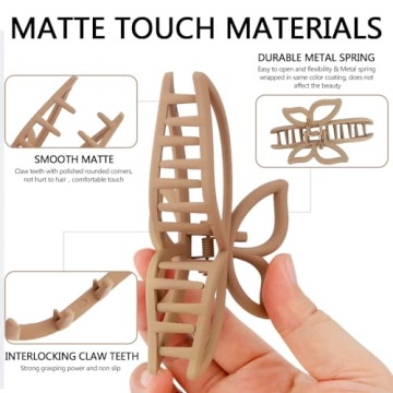 AHONEY Hair Clip 4Pcs Butterfly Claw Clips for All Styles