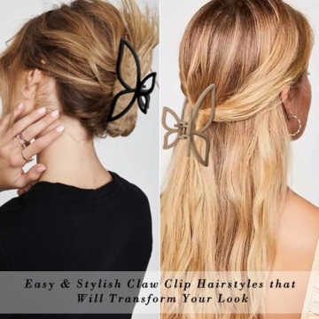 AHONEY Hair Clip 4Pcs Butterfly Claw Clips for All Styles