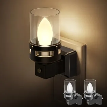 Briignite Candle Night Light Plug in [2 Pack] - LED Warm White Night Lights with Auto Sensor