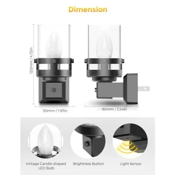 Briignite Candle Night Light Set with Brightness Control