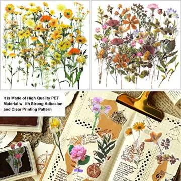 240 Vintage Floral Flowers Scrapbook Stickers Set