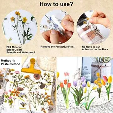 240 Vintage Floral Flowers Scrapbook Stickers Set
