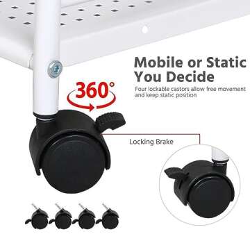 Topeakmart 3-Tier Salon Trolley - Stylish Rolling Organizer