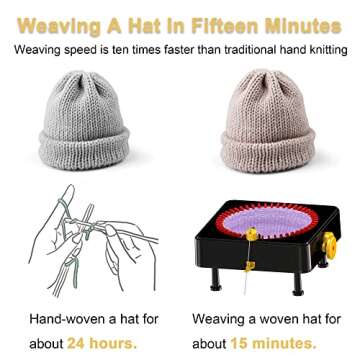 JAMIT Knitting Machine, 48 Needles Knitting Loom Machine, Hand Crank Knitting Machines for Adults, Knitting Board Rotating Double Knit Loom Machine Kit (No Electric Function)