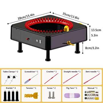 JAMIT Knitting Machine, 48 Needles Knitting Loom Machine, Hand Crank Knitting Machines for Adults, Knitting Board Rotating Double Knit Loom Machine Kit (No Electric Function)