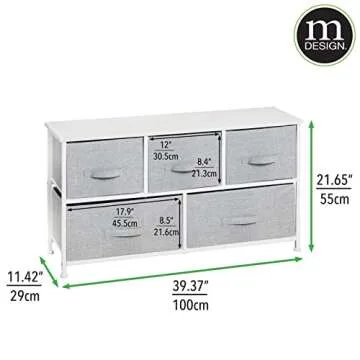 Stylish mDesign 5 Drawer Storage Dresser for Kids