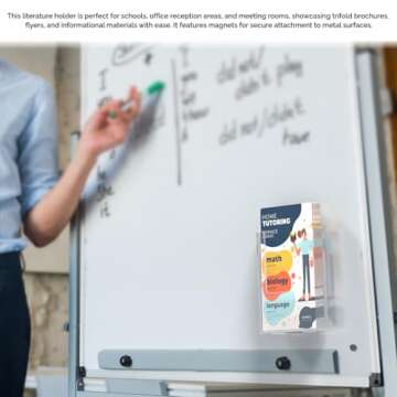 Marketing Holders Magnetic Brochure Holder for 4 Inch Wide Pamphlets Metal Surface Mount Menus Maps and Rack Cards Take One Clear Plastic Bin for Restaurants Medical Offices and Theme Parks