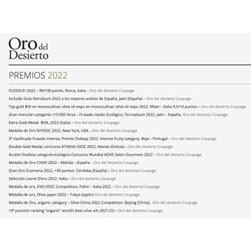 Oro Del Desierto Coupage 2020 Harvest Organic Spanish Extra Virgin Olive Oil - 0.5 Liter / 16.9 Ounce Bottle