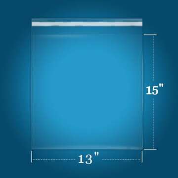 iMailer - 100 Count - 13" x 15" Clear Cellophane Bags Large -Self Seal Cello Resealable Plastic Poly Bags for Clothing, T-Shirts, Pants