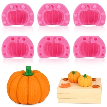 Actvty 3D Pumpkin Silicone Molds, 6 Pcs Half a Pumpkin Chocolate Candy Fondant Mold for Halloween Th...