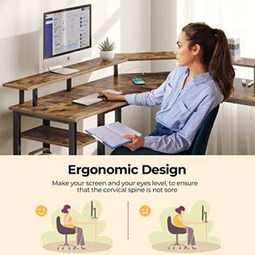 L Shaped Gaming Desk with LED Lights - Rolanstar