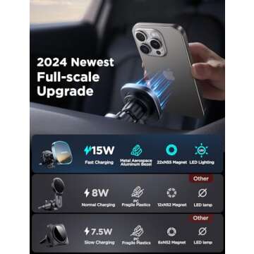 JOYROOM for MagSafe Car Mount Charger, 15W Fast MagSafe Car Charger[2024 Upgraded Magnet], Hands Free Air Vent Magnetic Phone Charger Holder for iPhone 16 Plus Pro Max/iPhone 15 14 13 12 Pro Max
