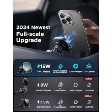 JOYROOM for MagSafe Car Mount Charger, 15W Fast MagSafe Car Charger[2024 Upgraded Magnet], Hands Free Air Vent Magnetic Phone Charger Holder for iPhone 16 Plus Pro Max/iPhone 15 14 13 12 Pro Max