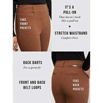 Rekucci Womens Ease into Comfort Fit Barely Bootcut Business Casual Stretch Pants in Regular/Tall/Petite fit (12, Graphite)