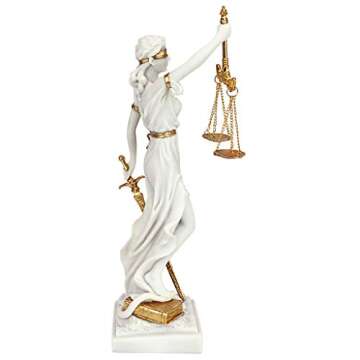 Design Toscano Themis Blind Lady of Justice Statue Lawyer Gift, 13 Inch, White-Small