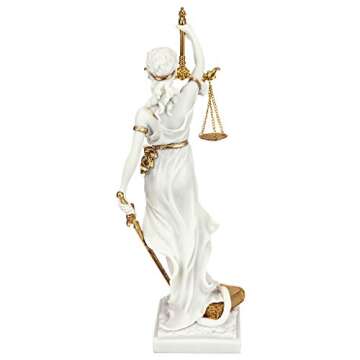 Design Toscano Themis Blind Lady of Justice Statue Lawyer Gift, 13 Inch, White-Small