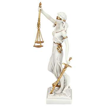 Design Toscano Themis Blind Lady of Justice Statue Lawyer Gift, 13 Inch, White-Small