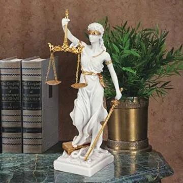 Design Toscano Themis Blind Lady of Justice Statue Lawyer Gift, 13 Inch, White-Small