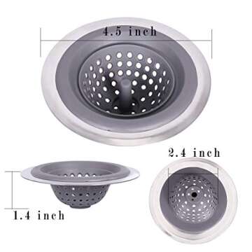 Ginbel Direct Stainless Silicone Kitchen Sink Drain Strainer, 2 Pack Drain Protector,Prevent Cloggin...