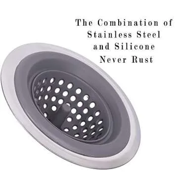 Ginbel Direct Stainless Silicone Kitchen Sink Drain Strainer, 2 Pack Drain Protector,Prevent Clogging, Large Wide Rim 4.5 inch Diameter, Tools Home Improvement (Gray)