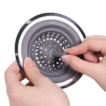 Ginbel Direct Stainless Silicone Kitchen Sink Drain Strainer, 2 Pack Drain Protector,Prevent Clogging, Large Wide Rim 4.5 inch Diameter, Tools Home Improvement (Gray)