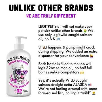 Wild Alaskan Salmon Oil for Dogs & Cats - Pure Fish Omega 3 6 9 Liquid EPA DHA Fatty Acids - Skin & ...