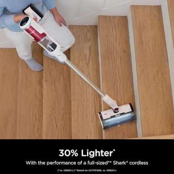 SHARK Clean & Empty Cordless Stick Vacuum Cleaner, Auto-Empty System, Self Cleaning Brushroll, HEPA Filter, Powerful Suction, Compact Lightweight, Perfect for Pet Hair (Renewed) (White + Bold Magenta)