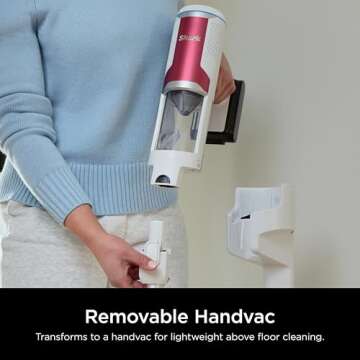 SHARK Clean & Empty Cordless Stick Vacuum Cleaner, Auto-Empty System, Self Cleaning Brushroll, HEPA Filter, Powerful Suction, Compact Lightweight, Perfect for Pet Hair (Renewed) (White + Bold Magenta)