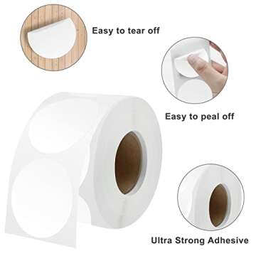 2 inch Circle Direct Thermal Perforated Stickers Labels, 800PCS Self-Adhesive Round Direct Thermal Labels, Suitable for DIY Logo Design, Business,Name Tag, Inventory and Color Coding-800 Labels/1 Roll