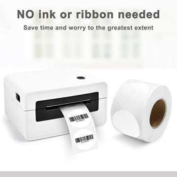 2 inch Circle Direct Thermal Perforated Stickers Labels, 800PCS Self-Adhesive Round Direct Thermal Labels, Suitable for DIY Logo Design, Business,Name Tag, Inventory and Color Coding-800 Labels/1 Roll