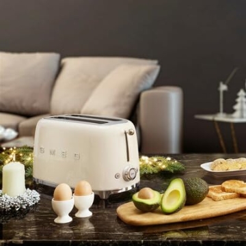 SMEG 2-Slice Toaster with 6 Presets Defrost Function Cream