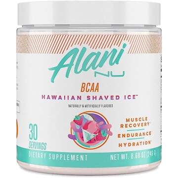 Alani Nu BCAA Hawaiian Shaved Ice | Branch Chain Essential Amino Acids | 2:1:1 Formula | Supplement Powder | Muscle Recovery Vitamins for Post-Workout | 30 Servings