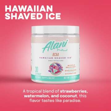 Alani Nu BCAA Hawaiian Shaved Ice | Branch Chain Essential Amino Acids | 2:1:1 Formula | Supplement Powder | Muscle Recovery Vitamins for Post-Workout | 30 Servings