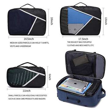 Asenlin 40L Travel Backpack for Women Men，17 Inch Laptop Backpack Flight Approved Luggage Carry On Water Resistant Computer Backpack for Weekender Overnight Large Daypack Blue