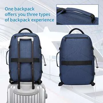 Asenlin 40L Travel Backpack for Women Men，17 Inch Laptop Backpack Flight Approved Luggage Carry On Water Resistant Computer Backpack for Weekender Overnight Large Daypack Blue