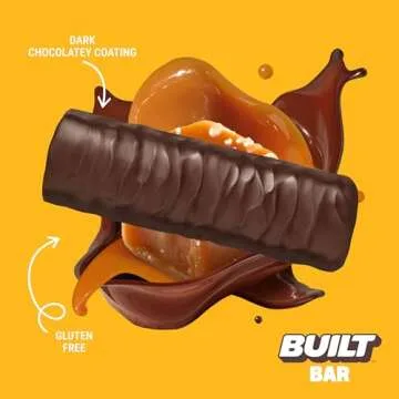 BUILT Bar, High Protein Bars, 17g High Protein Snacks, On-The-Go Bars with only 130 Calories & 4g Sugar, Salted Caramel, 12 Count