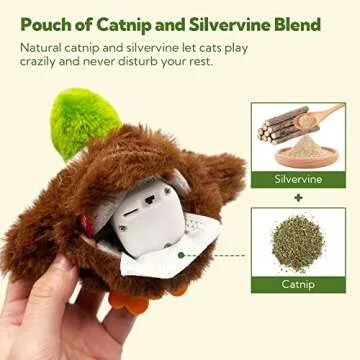 PETFUTURE Cat Toys for Bored Indoor Cats, Cat Bat Wings with Catnip for Cats, USB Rechargeable Motion Activated Kitten Toys, Interactive Flapping and Chirping Duck Cat Toy