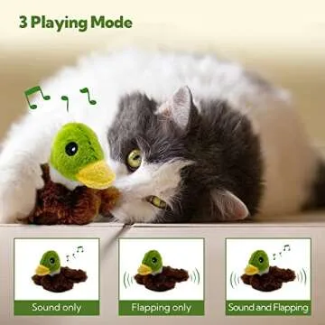 PETFUTURE Cat Toys for Bored Indoor Cats, Cat Bat Wings with Catnip for Cats, USB Rechargeable Motion Activated Kitten Toys, Interactive Flapping and Chirping Duck Cat Toy