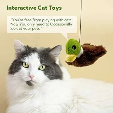 PETFUTURE Cat Toys for Bored Indoor Cats, Cat Bat Wings with Catnip for Cats, USB Rechargeable Motion Activated Kitten Toys, Interactive Flapping and Chirping Duck Cat Toy