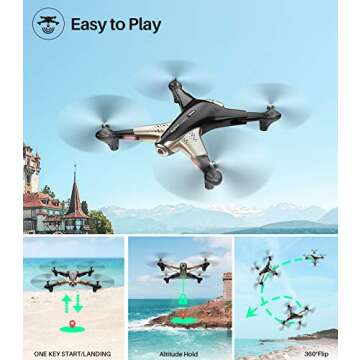 SYMA Drone with 1080P FPV Camera,Optical Flow Positioning,Tap Fly,Altitude Hold,Headless Mode,3D Flips,2 Batteries 40mins Flying UFO Remote Control Quadcopter for Kids Beginners
