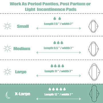 wegreeco Charcoal Reusable Menstrual Pads - Reusable Sanitary Pads | Reusable Panty Liners | Soft Cloth Menstrual Pads - 6 Pack with 1 Cloth Mini Wet Bag (Medium, Black)