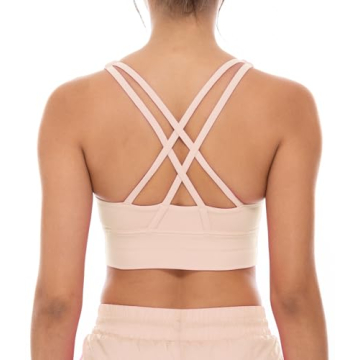 Lavento Women's Cross-Strap Sports Bra - Medium Support, Longline Padded for Yoga & Workouts