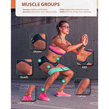 YXwin Exercise Resistance Bands Hip Booty Bands Stretch Workout Bands- Cotton Resistance Band for Legs and Butt Body, Yoga Pilates Muscle Gym Training (3 Pack)